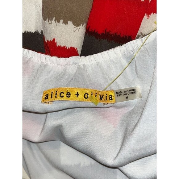 Alice + Olivia Multicolour Russell Silk Check Print Geo Mini Slip Dress Women's - Picture 7 of 9